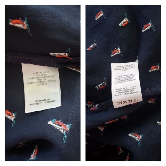 Onia 100% Linen Samuel Embroidered Sailboat Short Sleeve Buttondown Blue Shirt - Picture 11 of 12